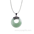 Womens Fashion Coin Green Aventurine Pendant Necklace Sweater Chain Jewelry